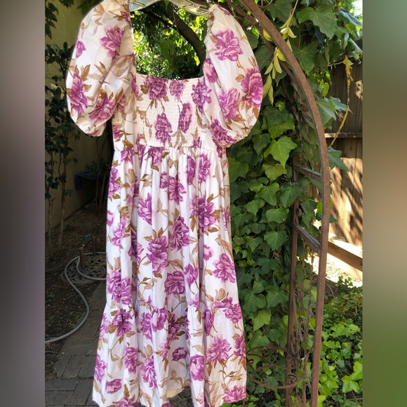 Abercrombie & Fitch NWT Emerson Poplin Puff Sleeve Midi Dress size S - Picture 6 of 10